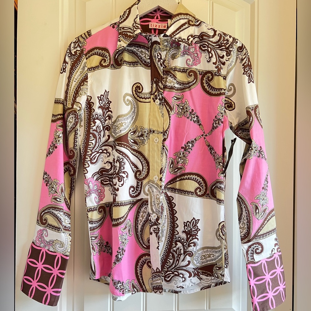 Tizzie Pink and Brown Paisley Top
